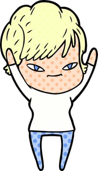 cartoon happy woman vector