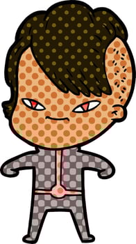 cute cartoon girl with hipster haircut vector