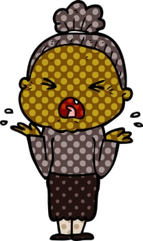 cartoon angry old woman vector