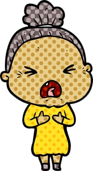 cartoon angry old woman vector