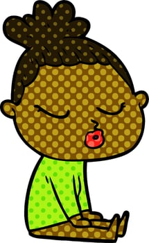 cartoon calm woman vector