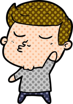 cartoon model guy pouting vector