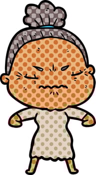 cartoon annoyed old lady vector