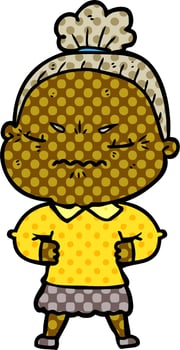 cartoon annoyed old lady vector