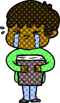cartoon boy crying vector