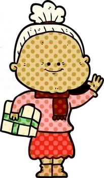 cartoon happy old woman vector