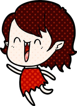 cute cartoon happy vampire girl vector