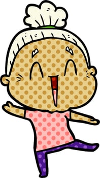 cartoon happy old lady vector