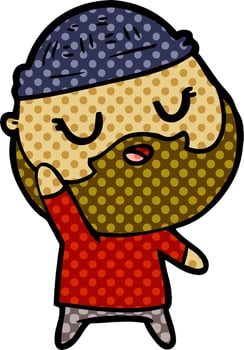 cute cartoon man with beard vector