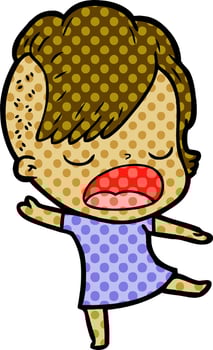 cartoon cool hipster girl talking vector