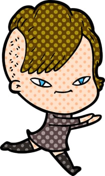cute cartoon girl with hipster haircut vector