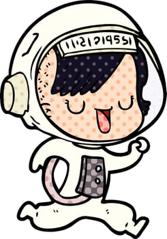 cartoon astronaut woman vector