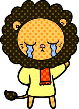 crying cartoon lion vector