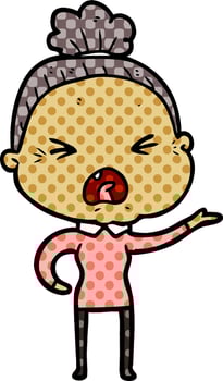 cartoon angry old woman vector