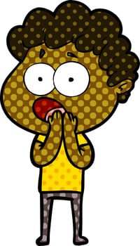 cartoon man gasping in surprise vector