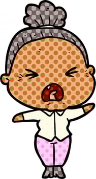 cartoon angry old woman vector