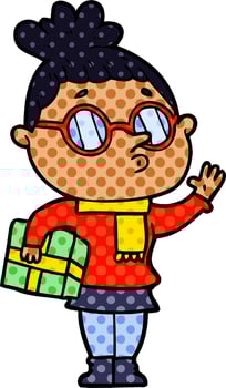 cartoon woman wearing glasses vector
