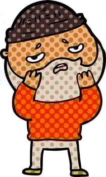 cartoon worried man with beard vector