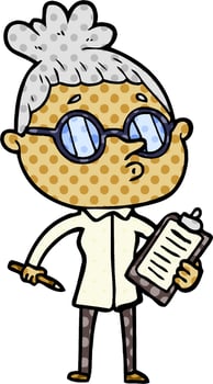 cartoon woman wearing glasses vector