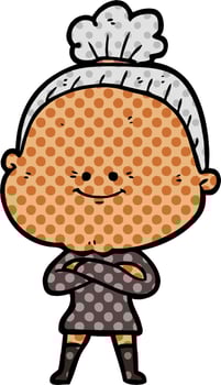 cartoon happy old woman vector
