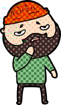 cartoon worried man with beard vector