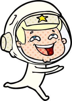 cartoon laughing astronaut vector
