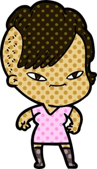 cute cartoon girl with hipster haircut vector