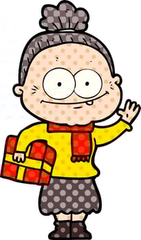 cartoon happy old woman vector