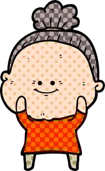 cartoon happy old woman vector