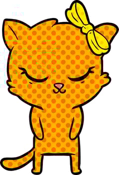 cute cartoon cat with bow vector