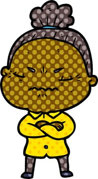 cartoon annoyed old lady vector