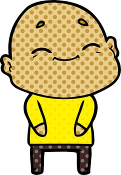 happy cartoon bald man vector