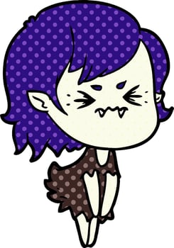 annoyed cartoon vampire girl vector