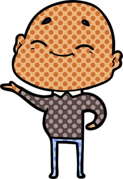 happy cartoon bald man vector