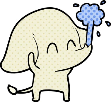 cute cartoon elephant spouting water vector