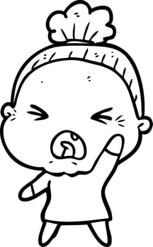 cartoon angry old woman vector