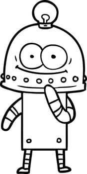 happy carton robot with light bulb vector