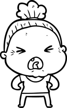 cartoon angry old woman vector