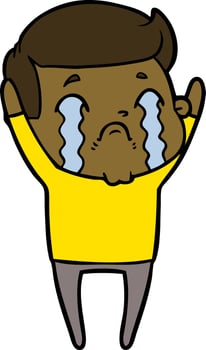 cartoon man crying vector