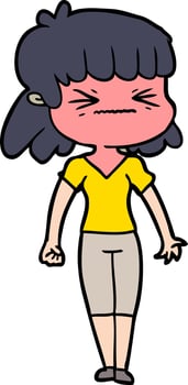cartoon angry girl vector