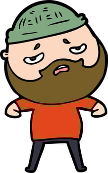 cartoon worried man with beard vector