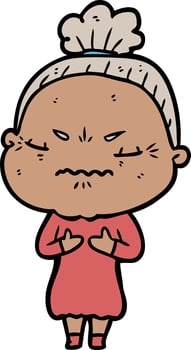 cartoon annoyed old lady vector