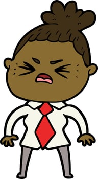 cartoon angry woman vector