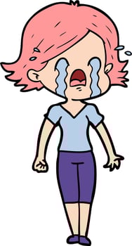 cartoon woman crying vector