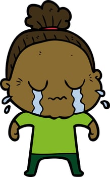 cartoon crying old lady vector