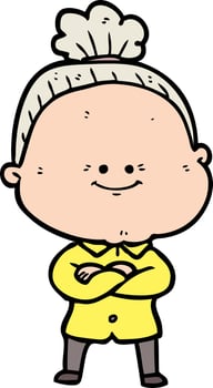 cartoon happy old woman vector