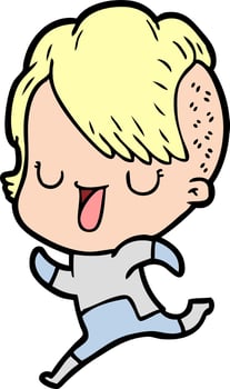 cute cartoon girl with hipster haircut vector