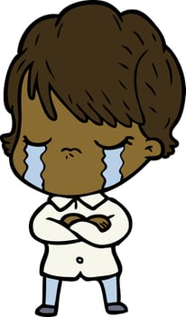 cartoon woman crying vector