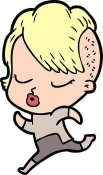 cartoon pretty hipster girl vector