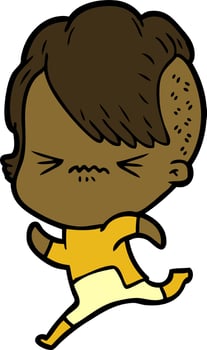 cartoon annoyed hipster girl vector